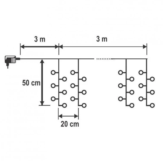 Home MLF 300/WW micro LED-es cluster fényfüggöny, 3x0,5 m / 300 db melegfehér micro LED, 8 fényprogram, távirányító, hálózati adapter, kül- és beltéri kivitel MLF 300/WW
