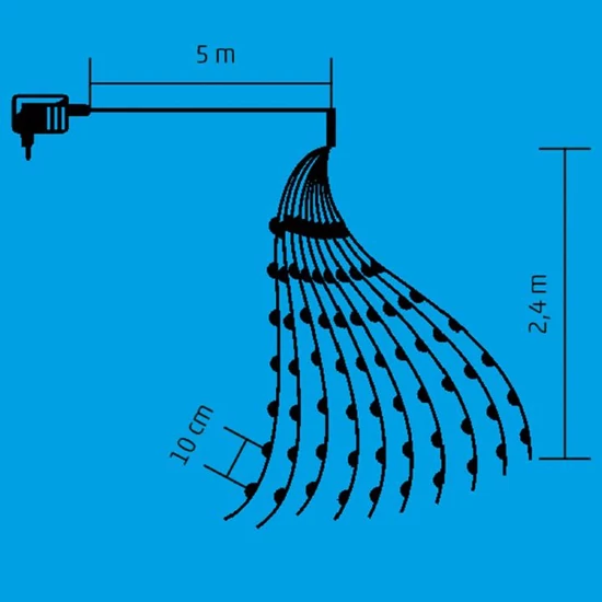 Micro LED-es fényfüzér-köteg, hidegfehér, zöld vezeték, IP44, dimmer ML 250G/WH