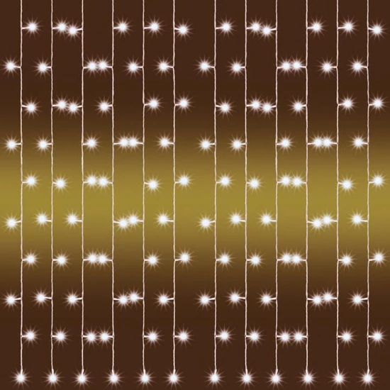 LED-es fényfüggöny, kültéri kivitel, 2 m x 1 m, 21 füzér, 210 db melegfehér LED KAF 210LC/WW