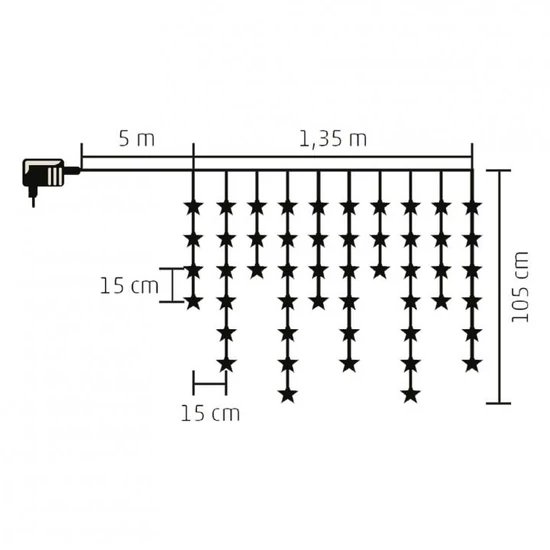 LED-es csillag fényfüggöny, melegfehér KAF 50L/WW