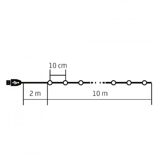 Micro LED-es fényfüzér, RGB, 100 LED, 12 prg ML 112 RGB
