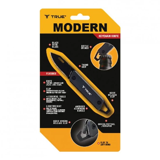 TRUE UTILITY MODERN KEY CHAIN KNIFE - Grey (Hang Pack) TU7060N