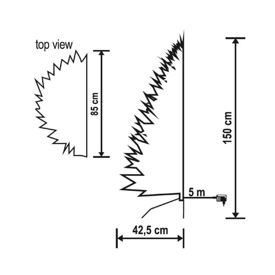 Műfenyő, fél-fa, beépített LED világítással, 150 cm magas KMF 7/150