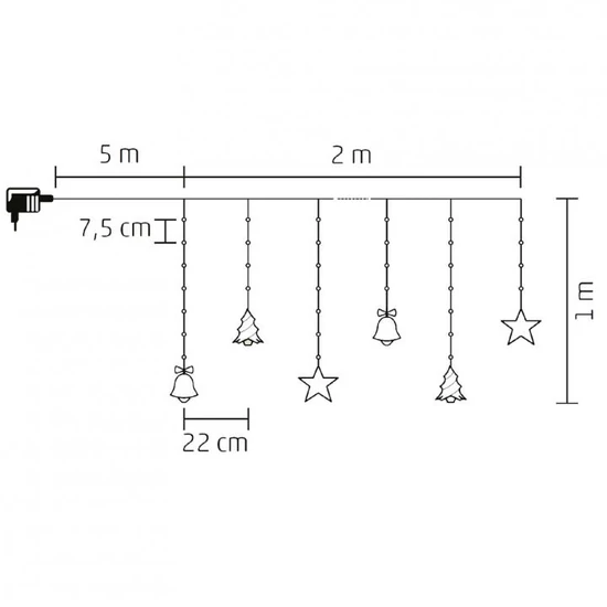 Micro LED-es, figurás fényfüggöny, 10 figura, melegfehér LED KAF 11/WW