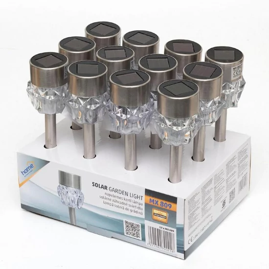 Home MX 809 napelemes kerti lámpa, 1 db LED, fém, időjárásálló, automatikus, hidegfehér MX 809