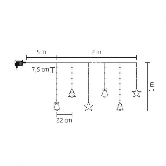 Micro LED-es, figurás fényfüggöny, 10 figura, hidegfehér LED KAF 11/WH