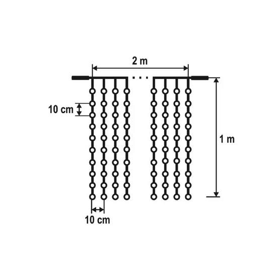 LED-es fényfüggöny, 2x1 m / 210 LED, sorolható, melegfehér DLF 210/WW