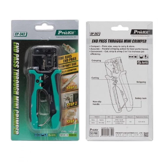 Home CP-342 UTP-RJ45-8P8C gyorskrimpelő fogó, nyitott végű dugókhoz, biztonsági zár, gyors CP-342