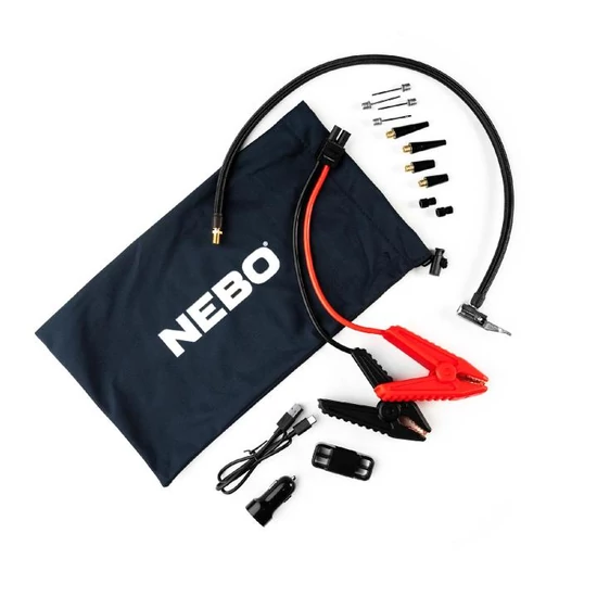 NEBO NEB-PBK-0004-G Assist-Air Jump Starter, 1500 A, 55,5 Wh akkumulátor, 120 PSI, 1x USB-A (2,1 A), 1x USB-C (20 W), 200 lm, indítás rásegítő NEB-PBK-0004-G