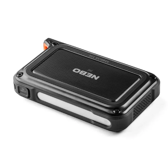 NEBO NEB-PST-0004-G Rambler PS100, PowerBank, 95,9 Wh, 2x USB-A (2,4 A), 1x USB-C PD (45W), szolárpanel kompatibilis, 385 lm lámpa NEB-PST-0004-G