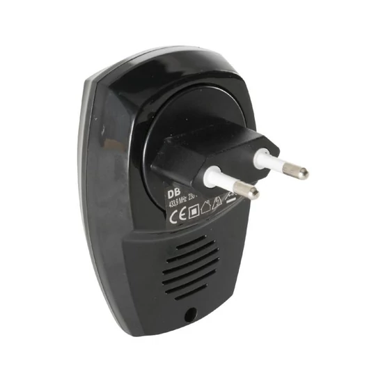Home DB112AC vezeték nélküli csengő, 100m hatótáv, 36 dallam, többszólamú hangzás, 4 lépcsős hangerő, kék LED visszajelző, 230V-os tápellátás DB112AC
