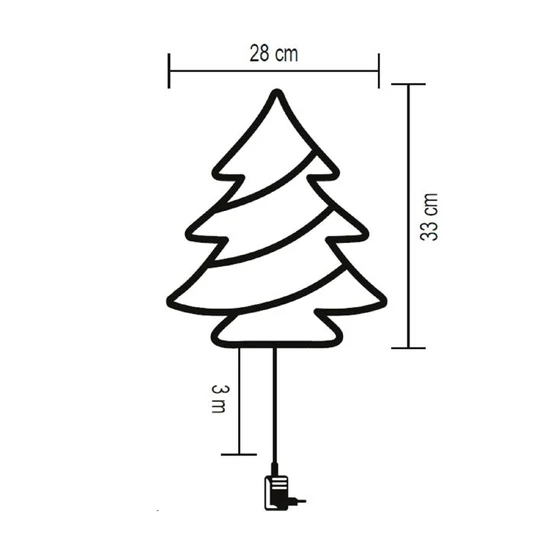 Home KID502WW fenyőfa ablakdísz, 35 db melegfehér LED, 2 tapadókorong, fehér tápkábel, 33 x 28 cm KID502WW