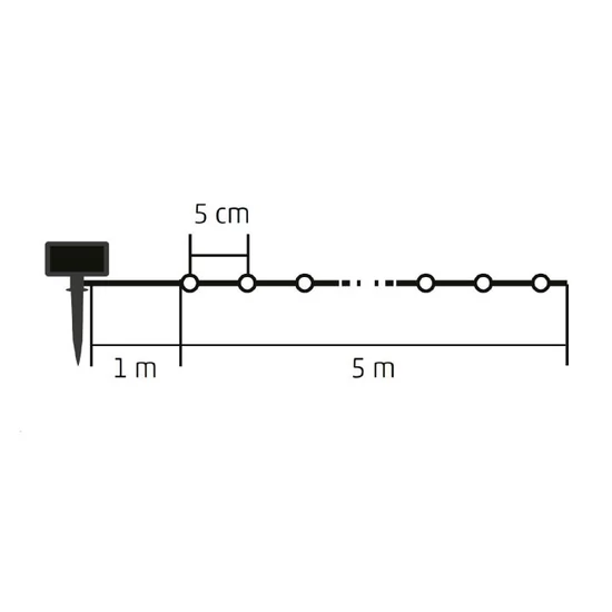 Home SML100WW micro LED fényfüzér, 5 méter, napelemes, kül- és beltéri kivitel, 100 db melegfehér micro LED SML100WW