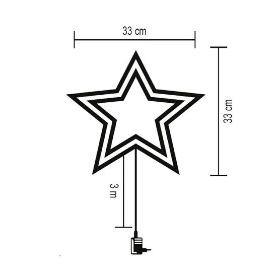 Home KID503WW csillag ablakdísz, 35 db melegfehér LED, 2 tapadókorong, fehér tápkábel, 33 x 28 cm KID503WW