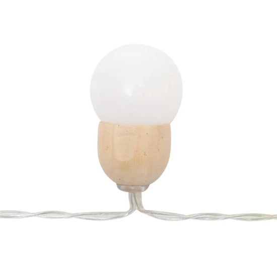 Home MLC20B LED-es gömb fényfüzér, 20 melegfehér LED, elemes, ~3m hossz, átlátszó vezeték, fa + műanyag MLC20B