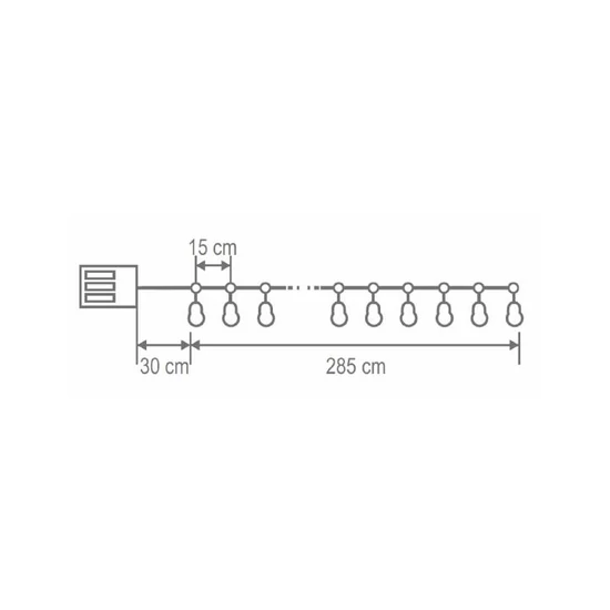 Home MLC20B LED-es gömb fényfüzér, 20 melegfehér LED, elemes, ~3m hossz, átlátszó vezeték, fa + műanyag MLC20B