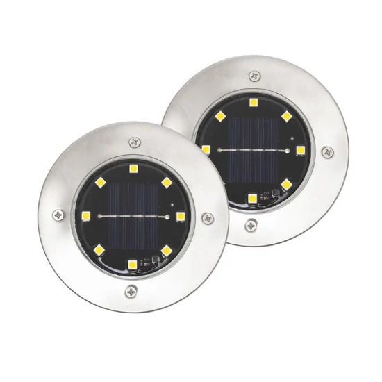 Home MX626WW napelemes kerti lámpa, 2 db-os szett, 8 db melegfehér LED, akkumulátor, acél és műanyag MX626WW