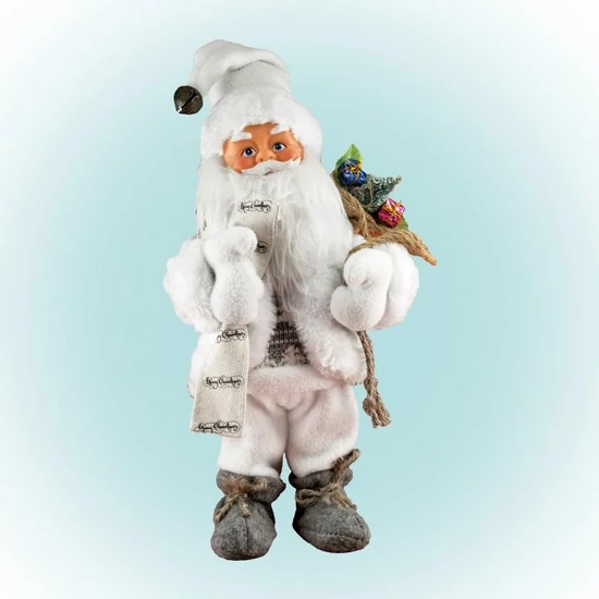 Táncoló, zenélő Mikulás, fehér nadrág, 30 cm