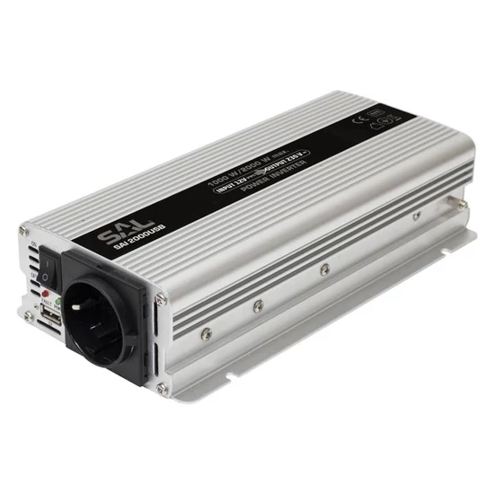 Feszültségátalakító, 1000/2000W, USB aljzat