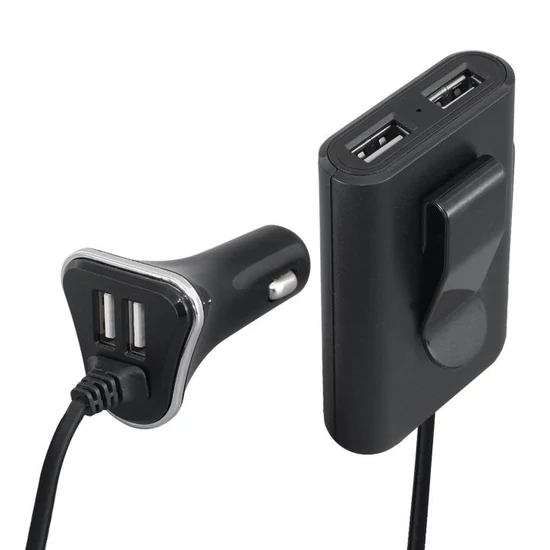 Autós USB gyorstöltő, 4x2,4A