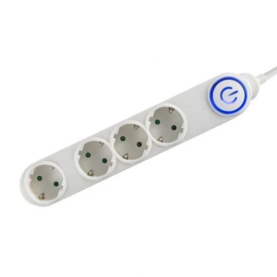 4-es elosztó lábkapcsolóval, 5m, fehér, 1,5 mm2