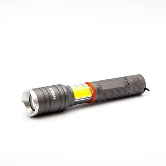 NEBO NEB-6746-G TAC SLYDE zseblámpa, 300 lumen, zoom, alumínium burkolat, IPX4, 5 féle üzemmód, elemes működés
