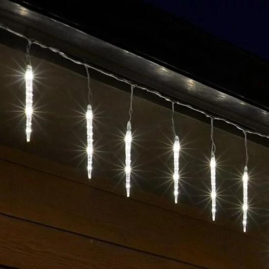 HOME KJL288 jégcsap fényfüzér, 3,5m hosszú, 288db hidegfehér SMD LED, 8db jégcsap/36db LED, hálózati adapter, kül- és beltéri kivitel