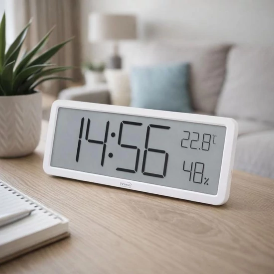 HOME HC18 páratartalom és hőmérséklet mérő ébresztőóra, prémium LCD kijelzővel, bútorra, falra helyezhető