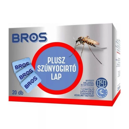 Bros LAPKA-001263 szúnyogirtó utántöltő lapka elektromos készülékhez, 20 db, max. 12 órás védelem, max. 16 m²