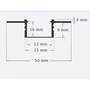 PVC LED Profil 50x12 Süllyesztett GK Fehér 2m Tejes fedél