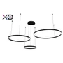 Mundo LED csillár fekete 40/60/80cm 72W távirányítóval