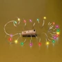 Micro LED-es elemes füzér, dugó alakú elemtartóval, színes
